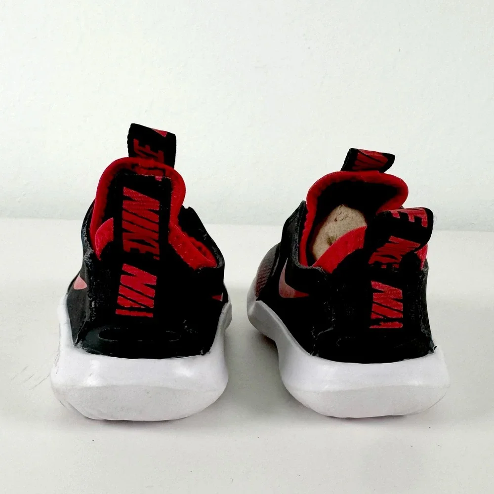 Nike Flex Runner Toddler 3C Black Red Slip‎ On Sneakers Kids Baby Athletic Shoes